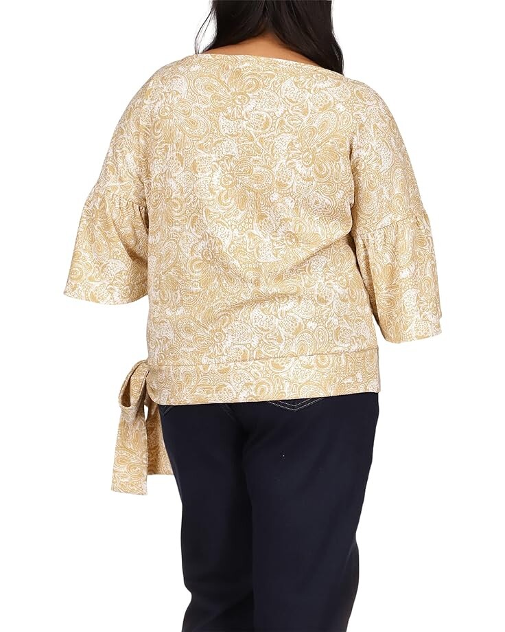 

Футболка Michael Kors Plus Size Batik Paisley Flounce Sleeve T-Shirt, хаки
