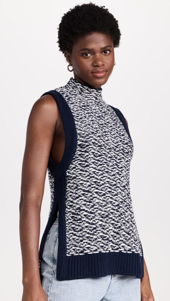 

Свитер 3.1 Phillip Lim Wool Float Jacquard Mock Neck Vest, нави