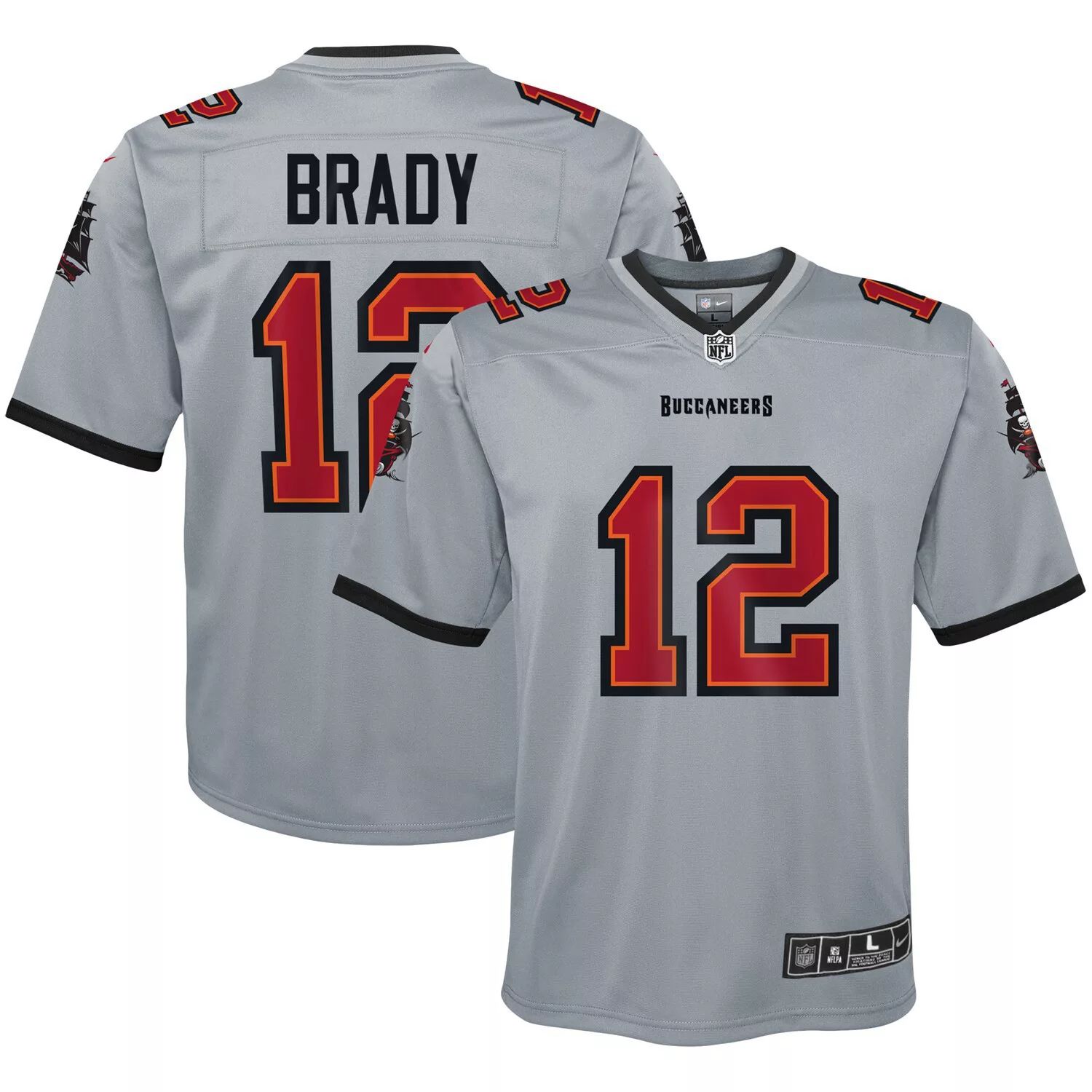 Молодежная футболка Nike Tom Brady Grey Tampa Bay Buccaneers Invert Team Game Nike