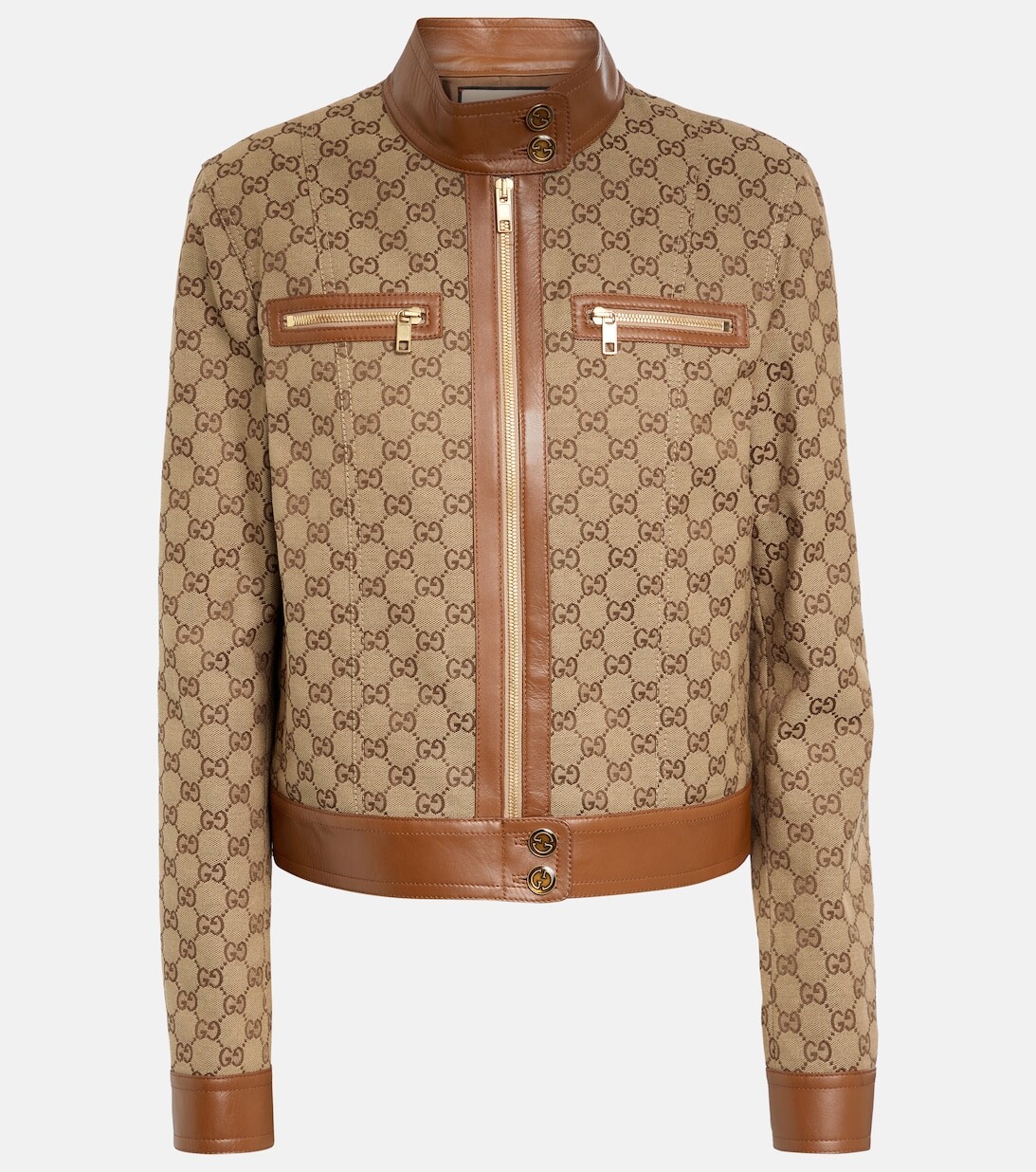 

Холщовая куртка-бомбер с узором GG Supreme GUCCI, коричневый