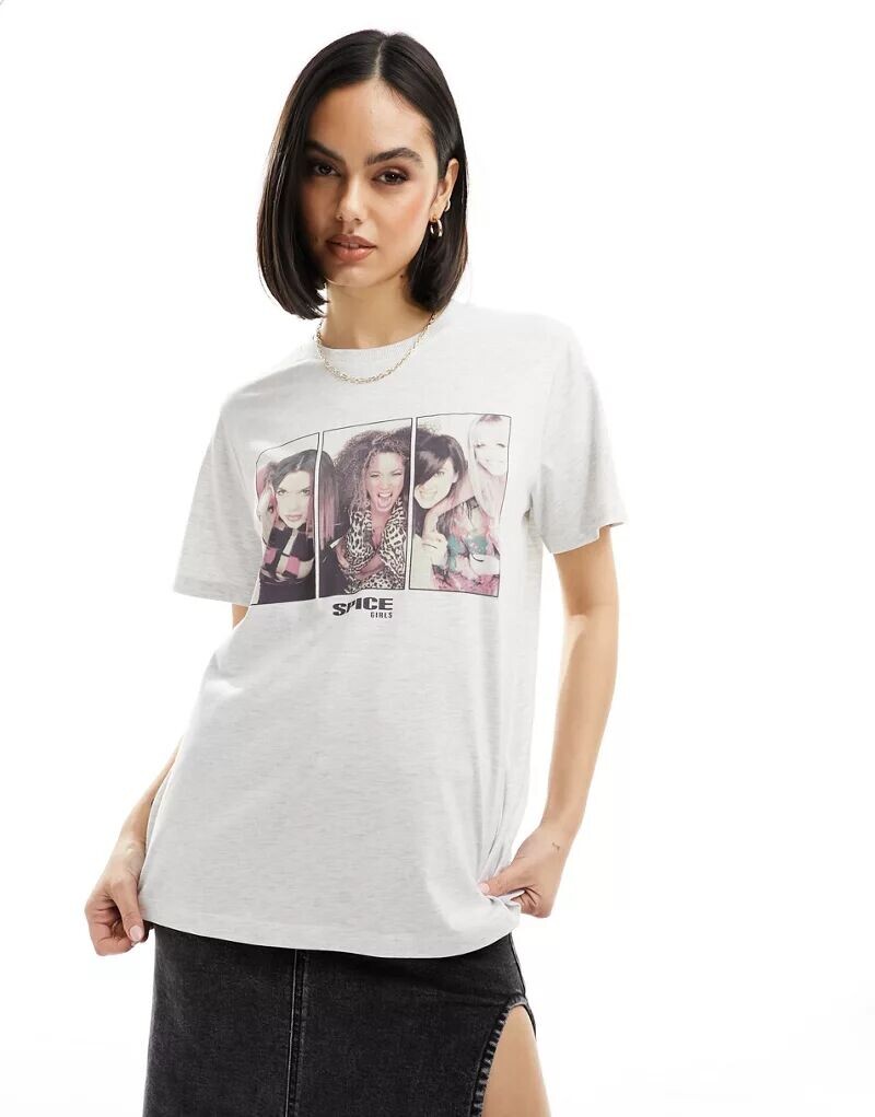 

Серая меланжевая футболка стандартного кроя с логотипом Spice Girls ASOS, Серый, Серая меланжевая футболка стандартного кроя с логотипом Spice Girls ASOS