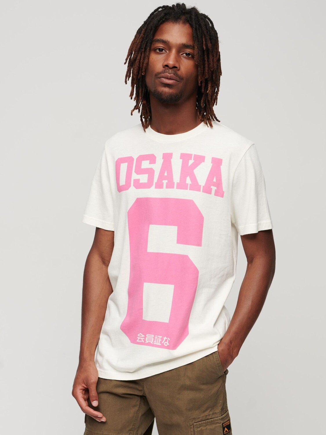 

Футболка с принтом Osaka 6 Kiss Superdry, белый/розовый