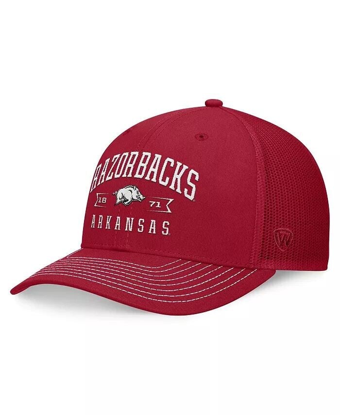 

Мужская регулируемая кепка Cardinal Arkansas Razorbacks Carson Trucker Top Of The World, красный