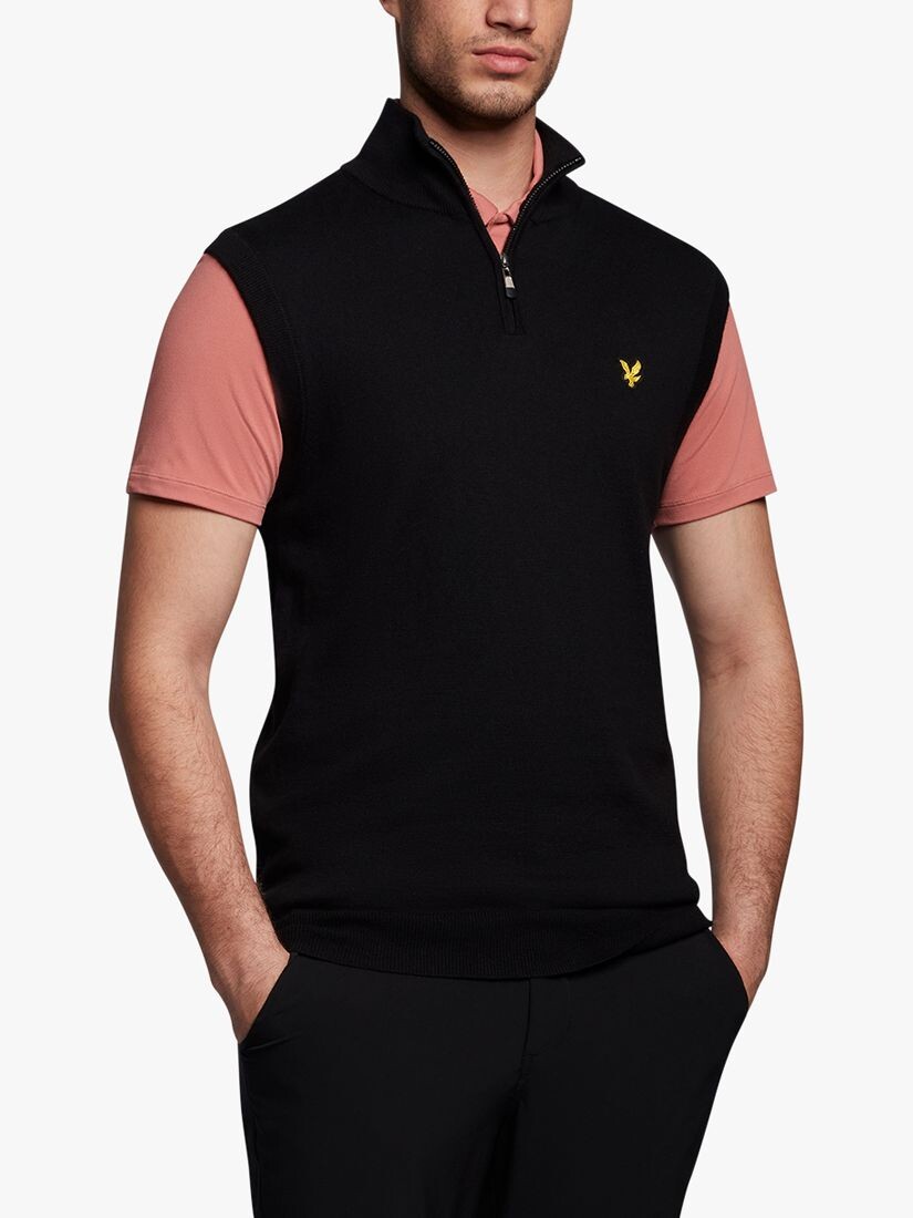 

Вязаный жилет Lyle & Scott с воротником-молнией, темно-черный