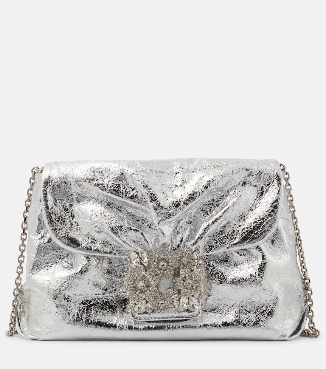 

Клатч из микрокожи drapé Roger Vivier, серебряный