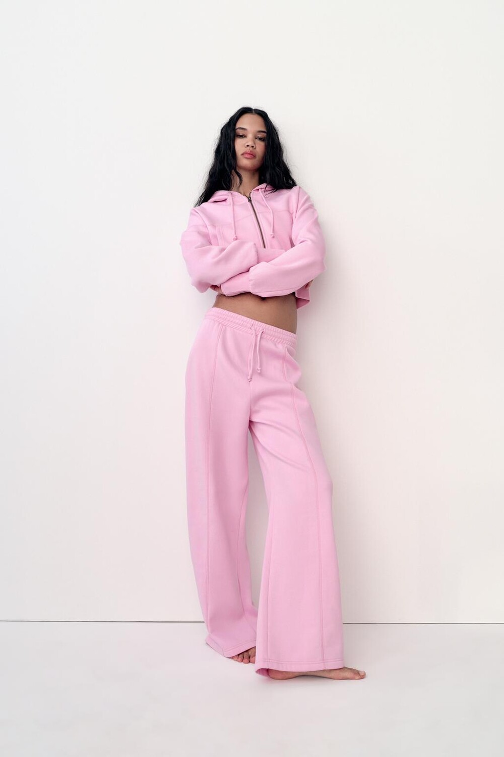 

Брюки для джоггера с широким брюком ZARA, розовый