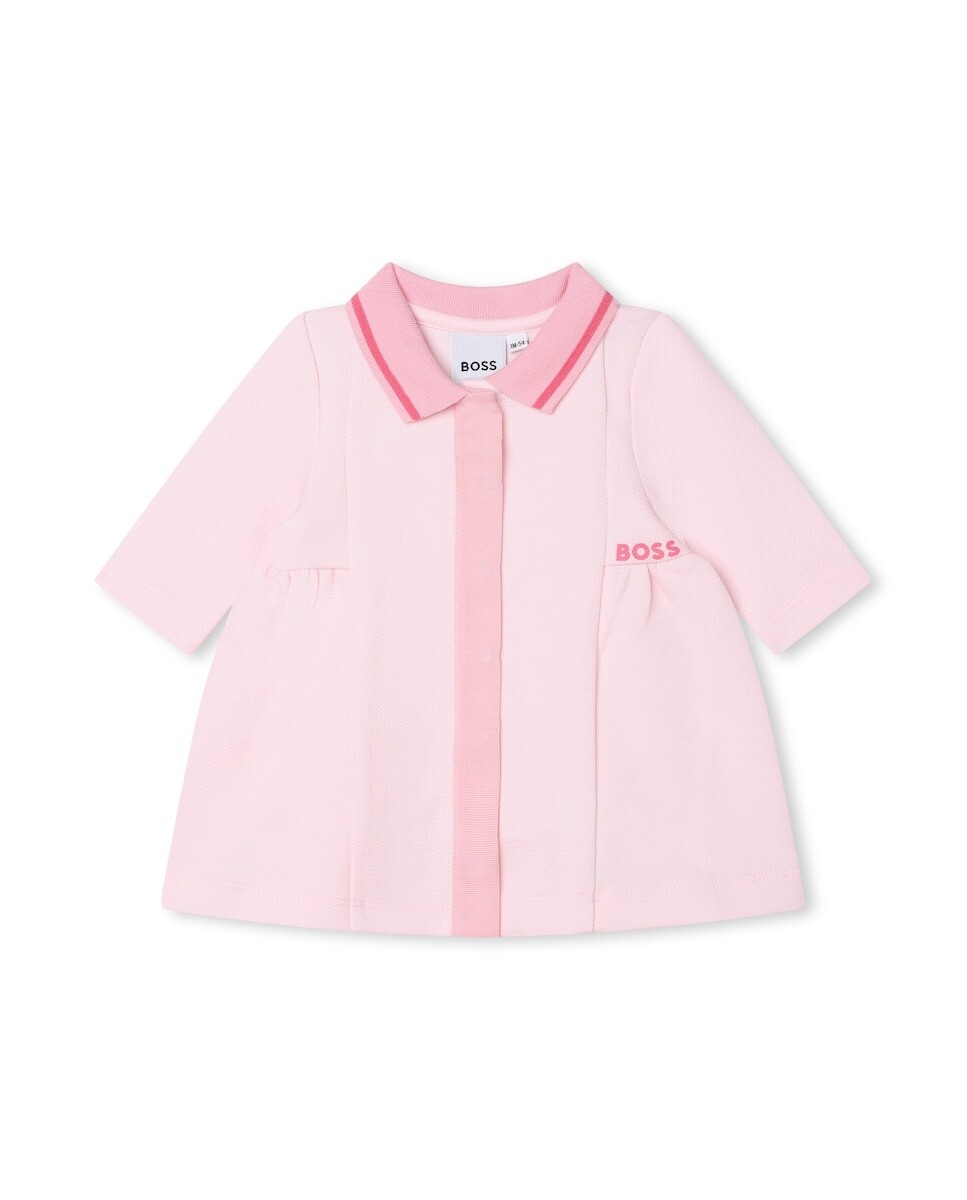 

Платье с длинными рукавами и воротником-поло для девочки BOSS Kidswear, розовый