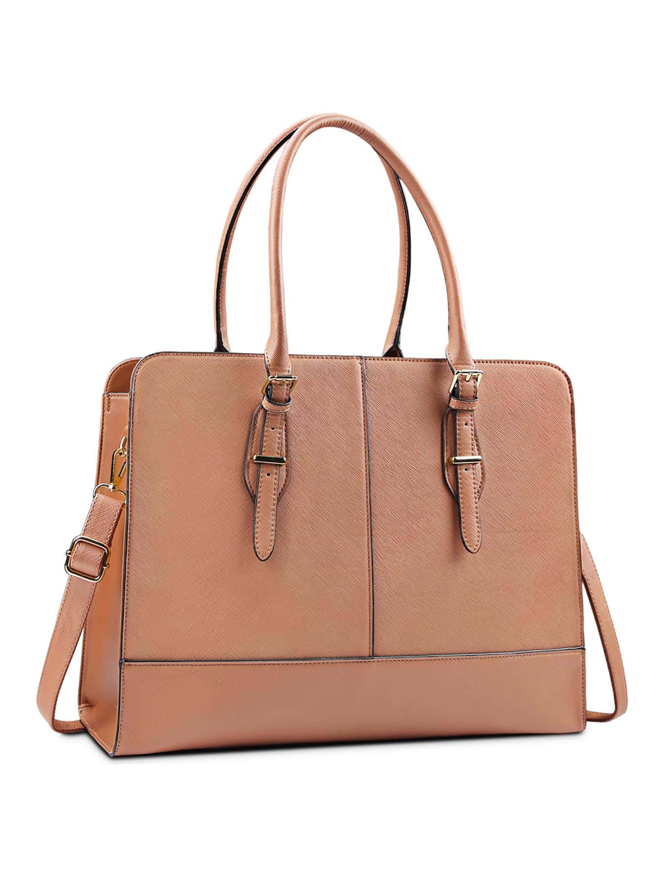 Женская кожаная сумка для ноутбука, коричневый цена и фото