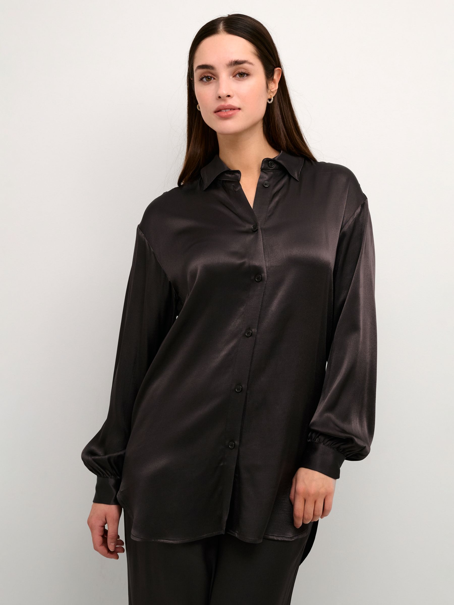 Рубашка свободного кроя Rosita из атласной ткани KAFFE, коричневый