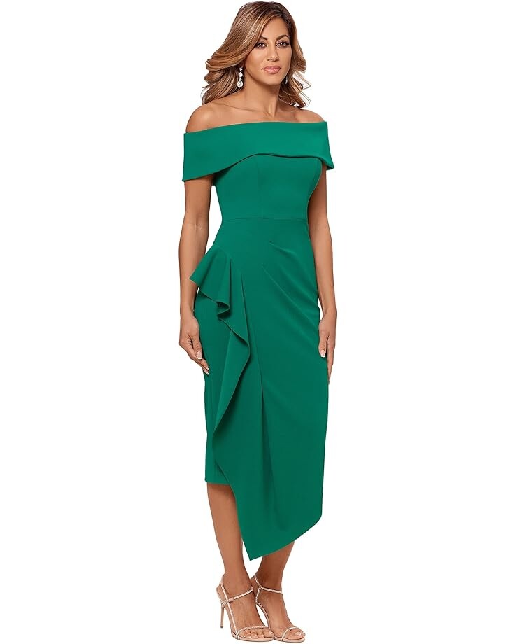 

Платье Betsy & Adam Off-the-Shoulder Cuff Midi Dress, зеленый