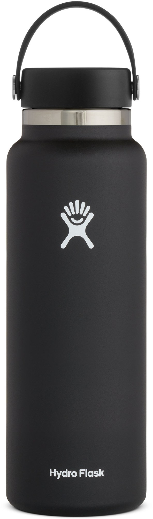 Вакуумная бутылка для воды с широким горлышком и гибкой крышкой — 40 эт. унция Hydro Flask, черный цена и фото