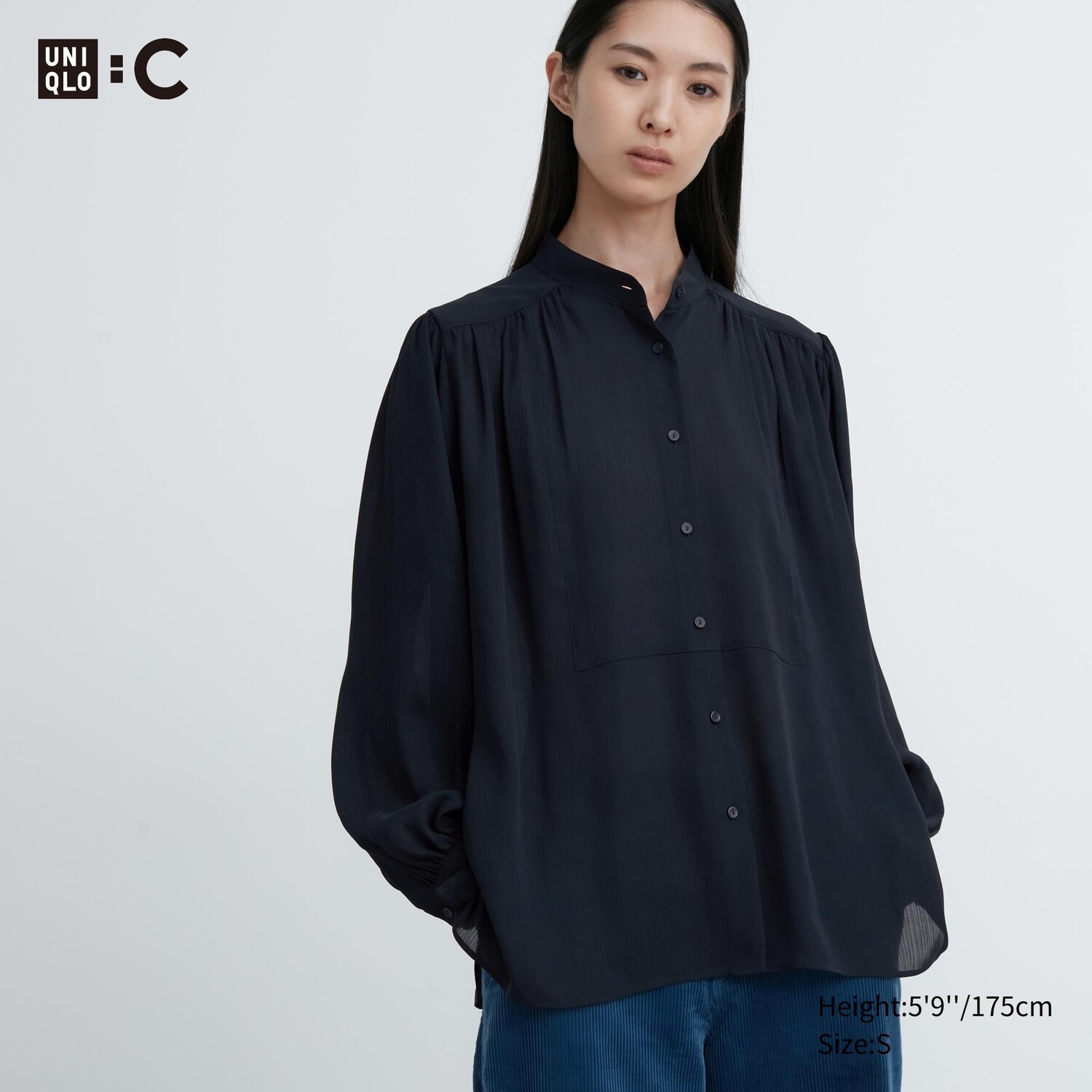 

Объемная блузка Uniqlo, темно-синий