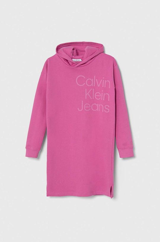 цена Платье из хлопка для маленькой девочки Calvin Klein Jeans, розовый