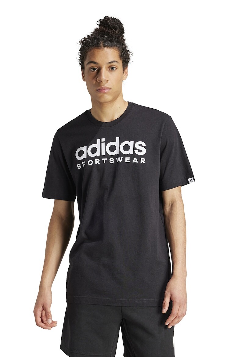 

Футболка с овальным вырезом и логотипом Adidas Sportswear, черный