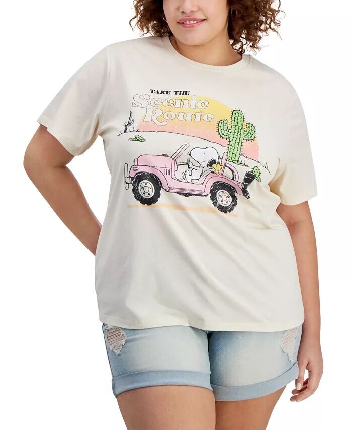 

Модная футболка больших размеров с рисунком Snoopy Scenic Route Grayson Threads, The Label, белый