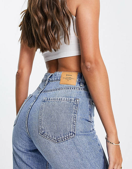 

Джинсы среднего синего цвета в винтажном стиле Stradivarius Tall Mom
