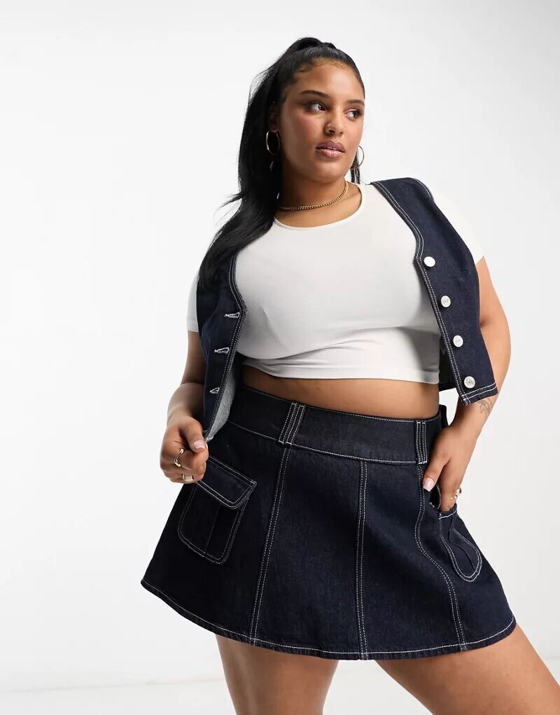 

Синяя джинсовая мини-юбка ASOS DESIGN Curve