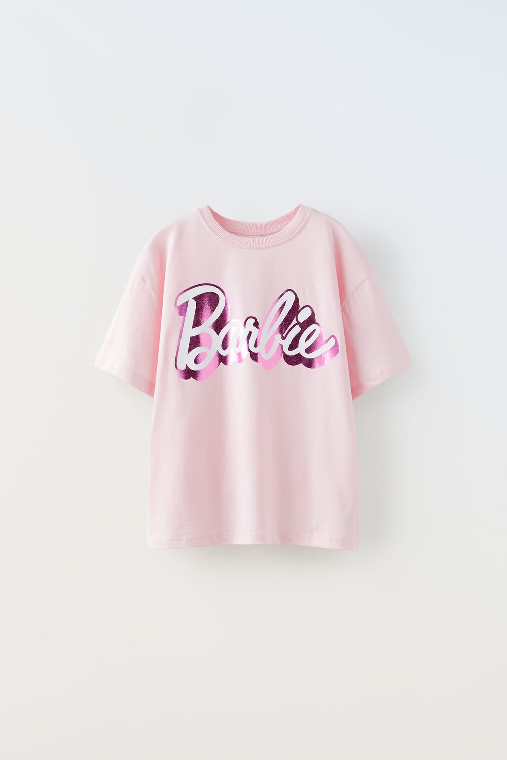 

Футболка с матовым принтом barbie Zara, пастельный розовый