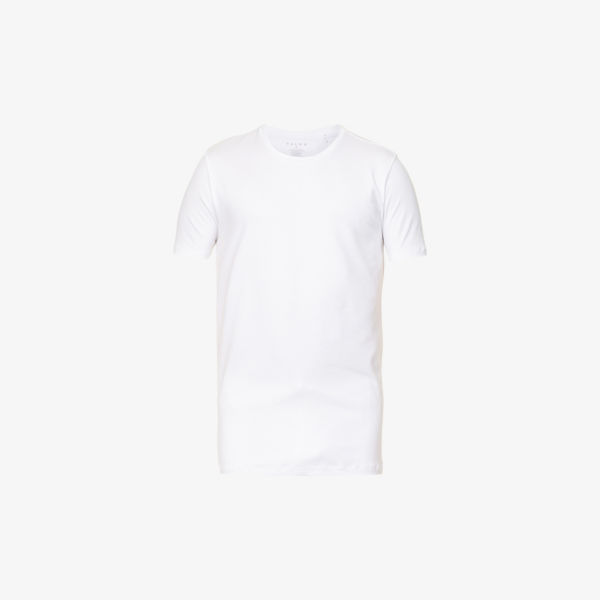 Комплект из двух футболок из эластичного хлопка стандартного кроя с круглым вырезом Falke, белый комплект из двух футболок из эластичного хлопка стандартного кроя с круглым вырезом falke белый