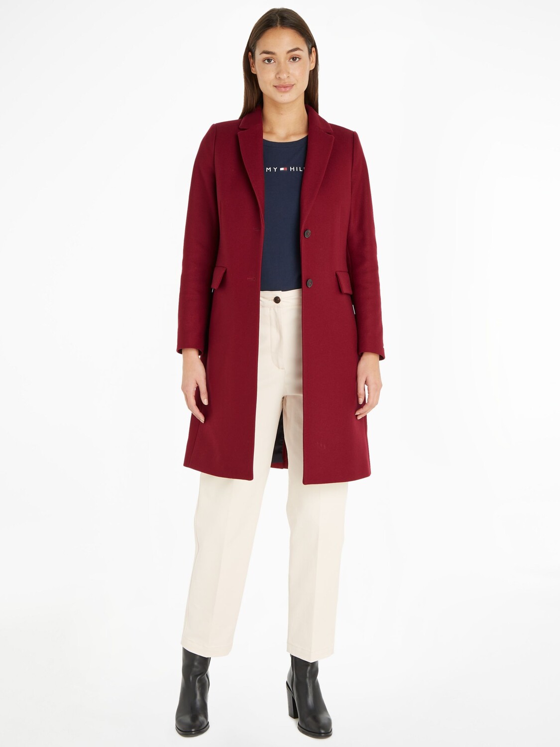 

Пальто из смесовой шерсти Tommy Hilfiger, руж