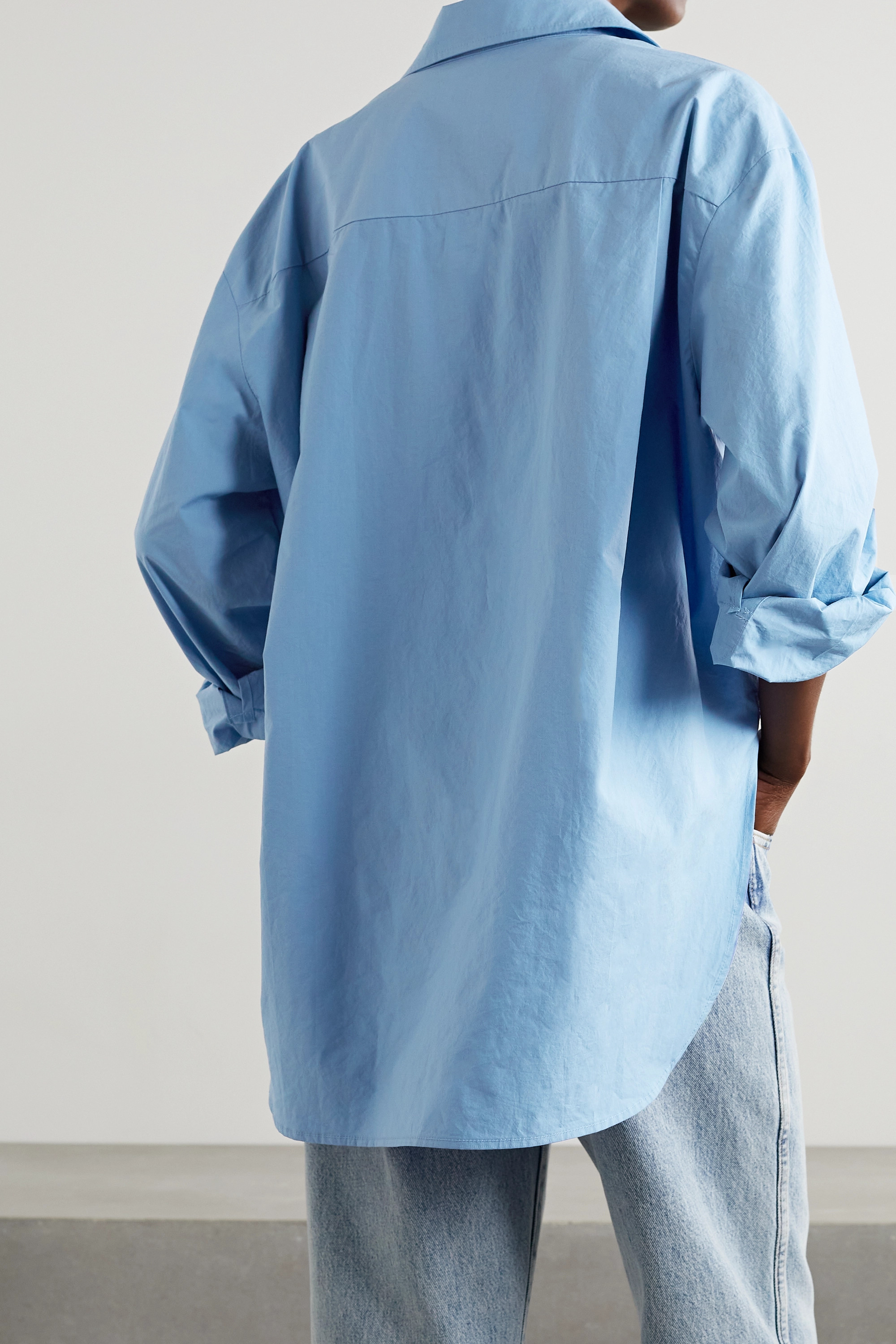 FRANKIE SHOP рубашка Lui из органического хлопка и поплина, синий фото