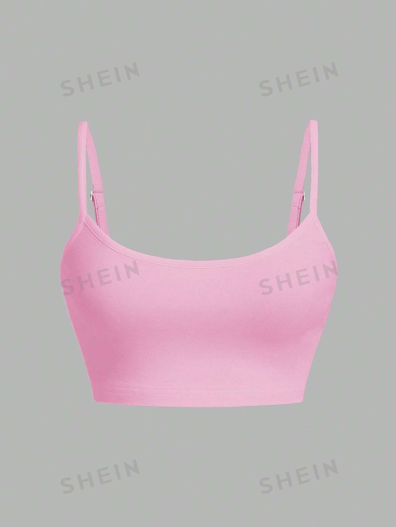 SHEIN Qutie Повседневный и простой короткий сексуальный облегающий топ-бретелька, розовый