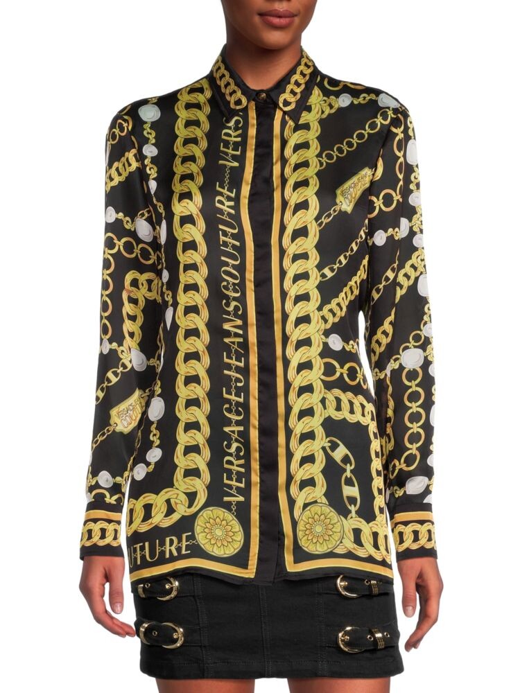 

Рубашка с цепочкой и логотипом Versace, цвет Black Gold