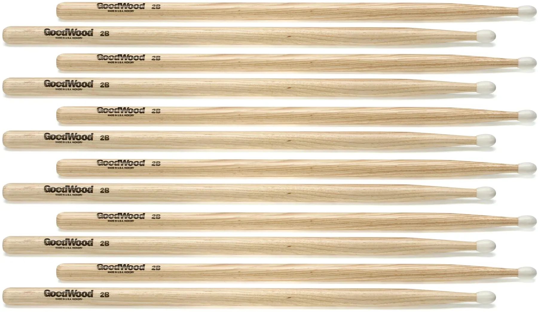 

Барабанные палочки Goodwood US Hickory, 6 пар, 2B, нейлоновый наконечник