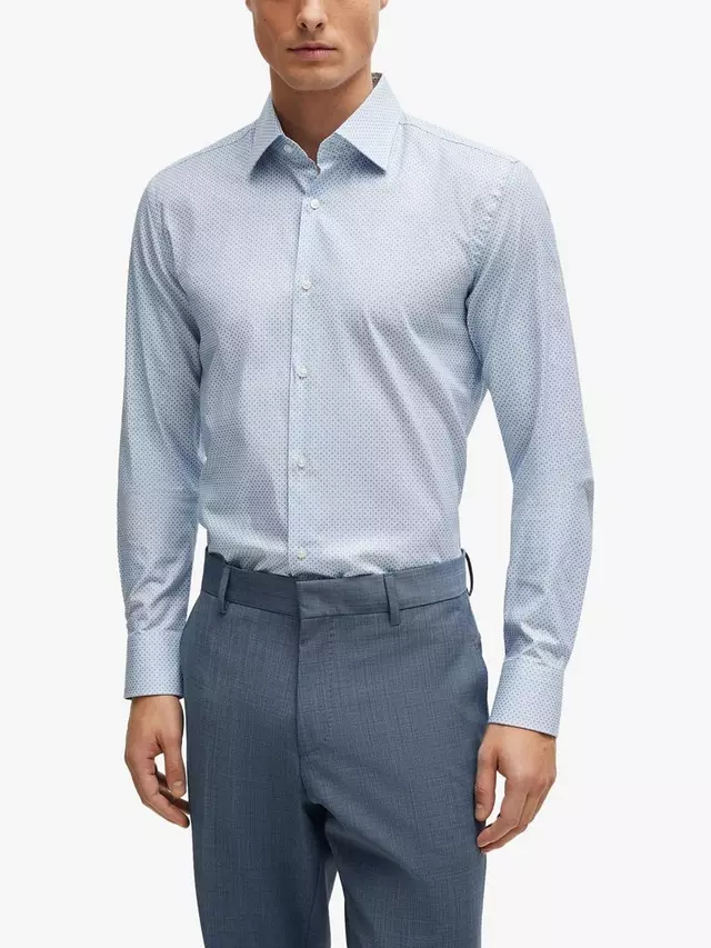 

Рубашка HUGO BOSS BOSS H-Hank Kent Long, цвет light/pastel blue