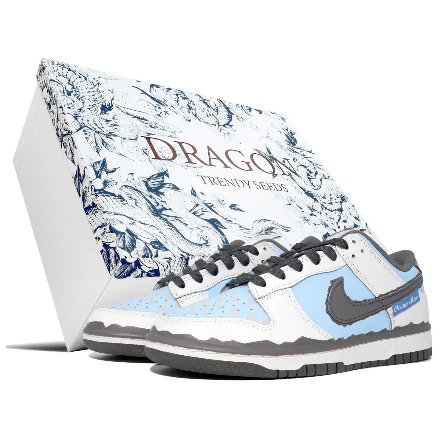 

Кроссовки Nike Dunk Skateboarding Shoes Women's Low-top Blue, белый