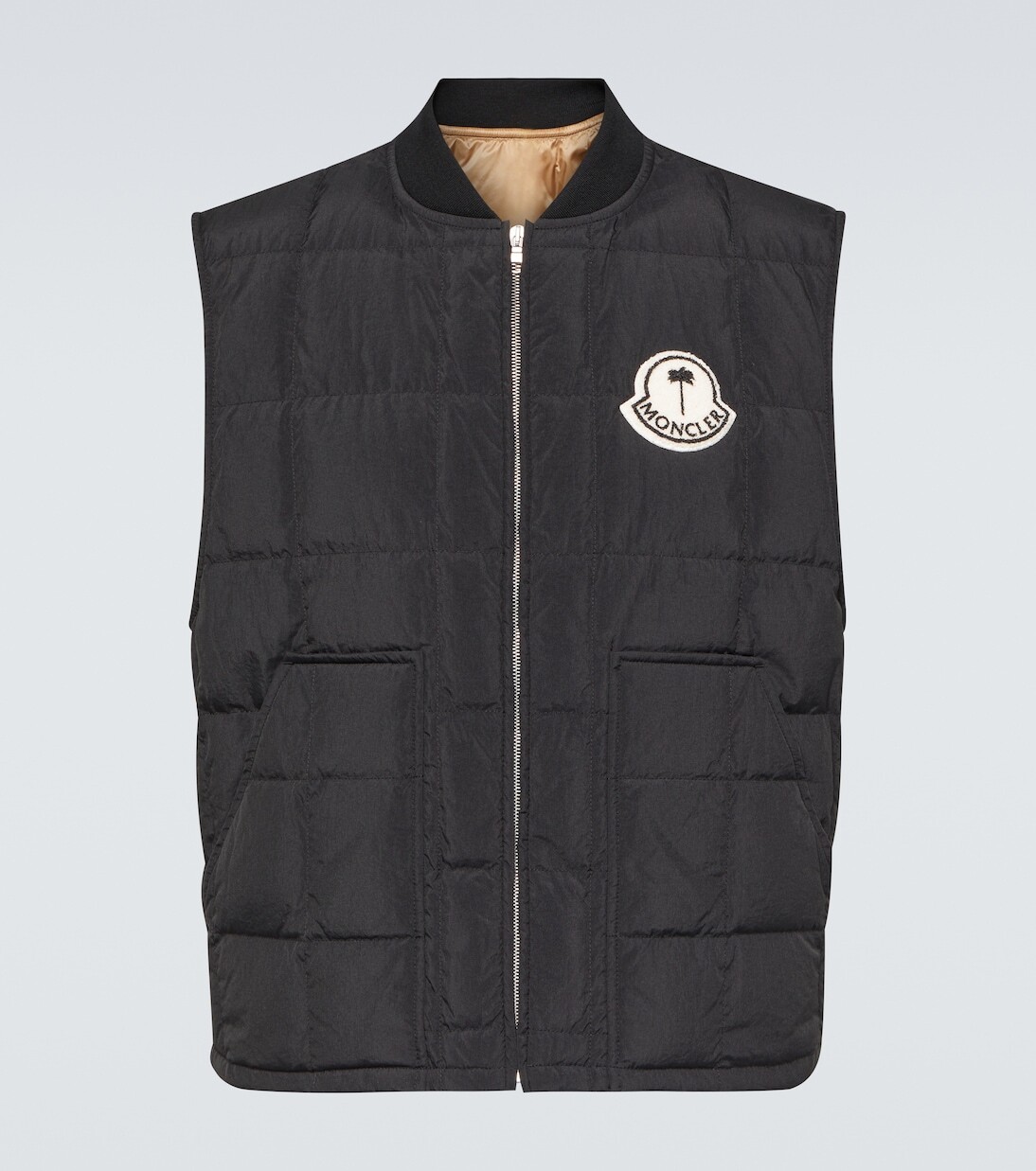 Стеганый пуховик x palm angels Moncler Genius, черный пуховик moncler x palm angels rodmar moncler genius темно синий