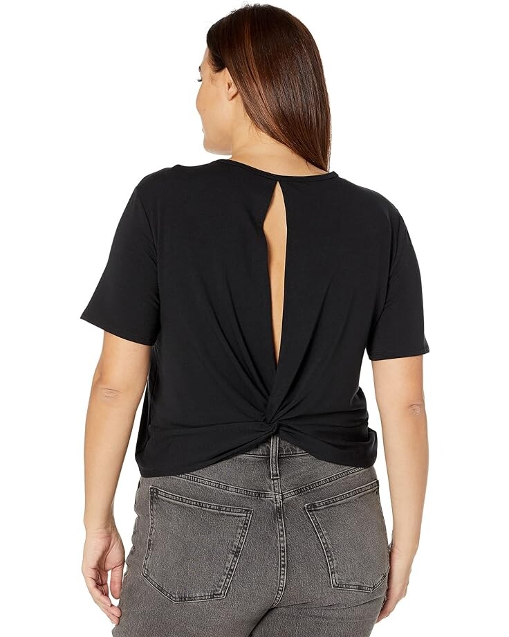 

Топ Yummie Plus Size French Terry Peekaboo Twisted Back Top, черный