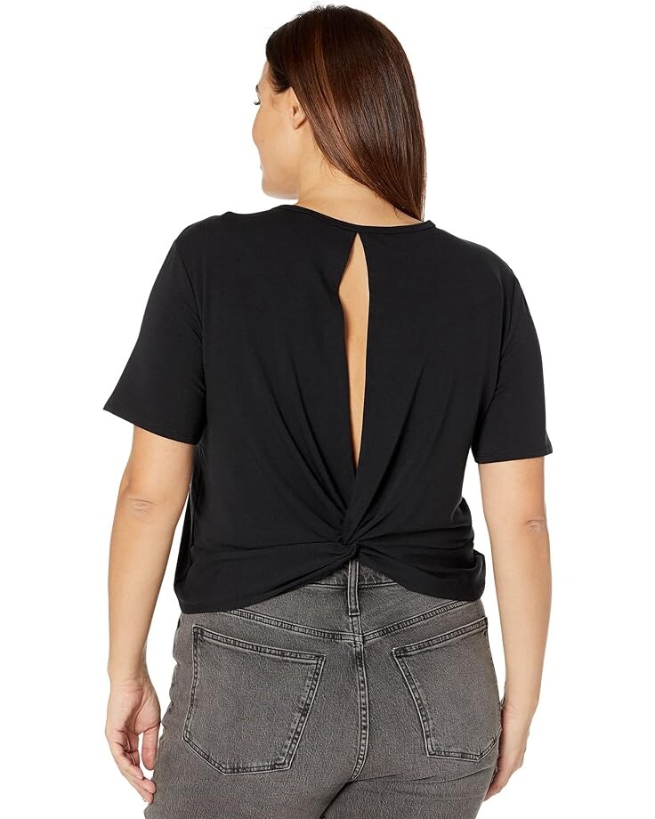 Топ Yummie Plus Size French Terry Peekaboo Twisted Back Top, черный