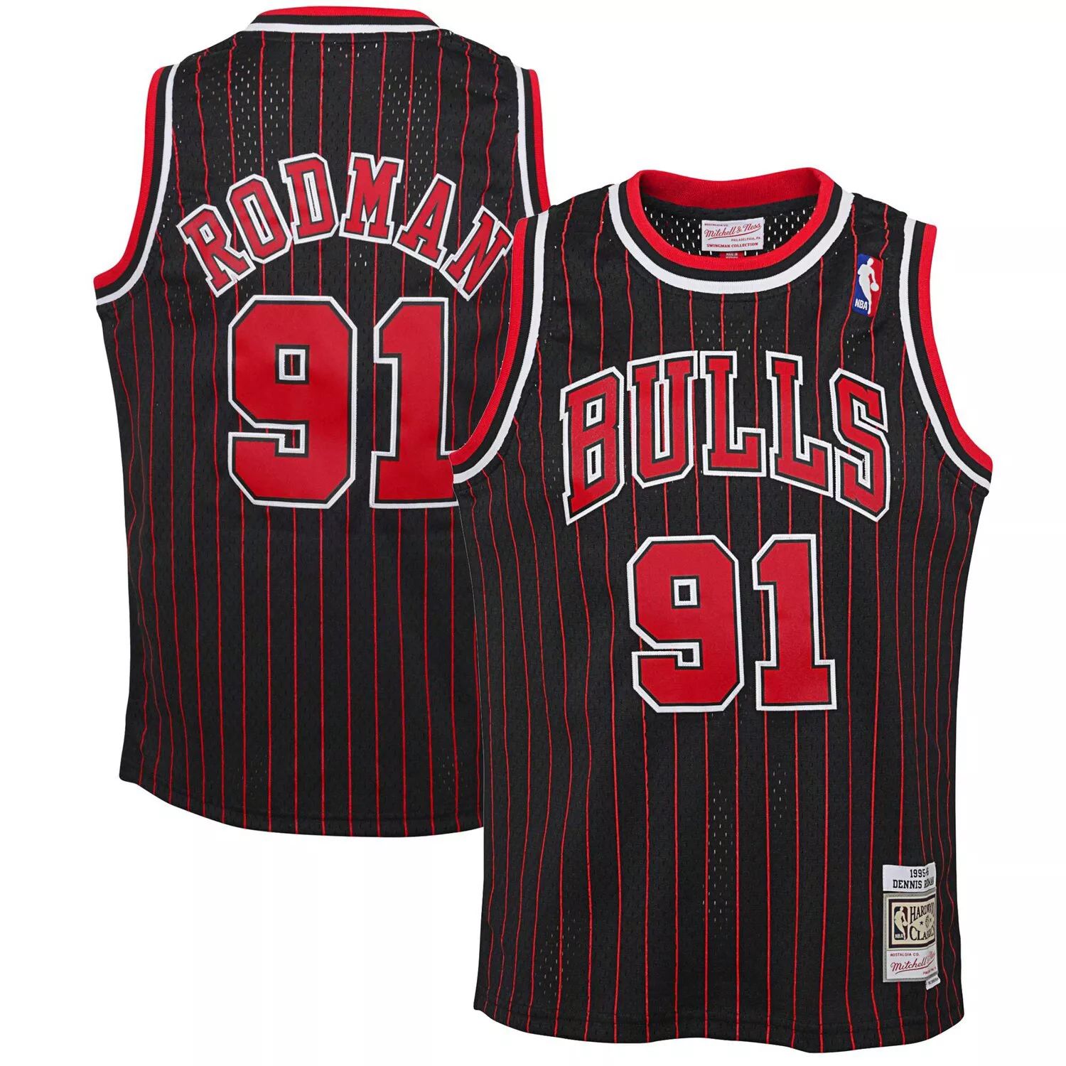 

Молодежная майка Mitchell & Ness Dennis Rodman Black Chicago Bulls 1995/96 Hardwood Classics Swingman Unbranded