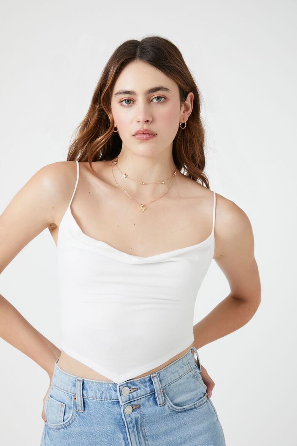 

Укороченная майка с капюшоном Forever 21, белый