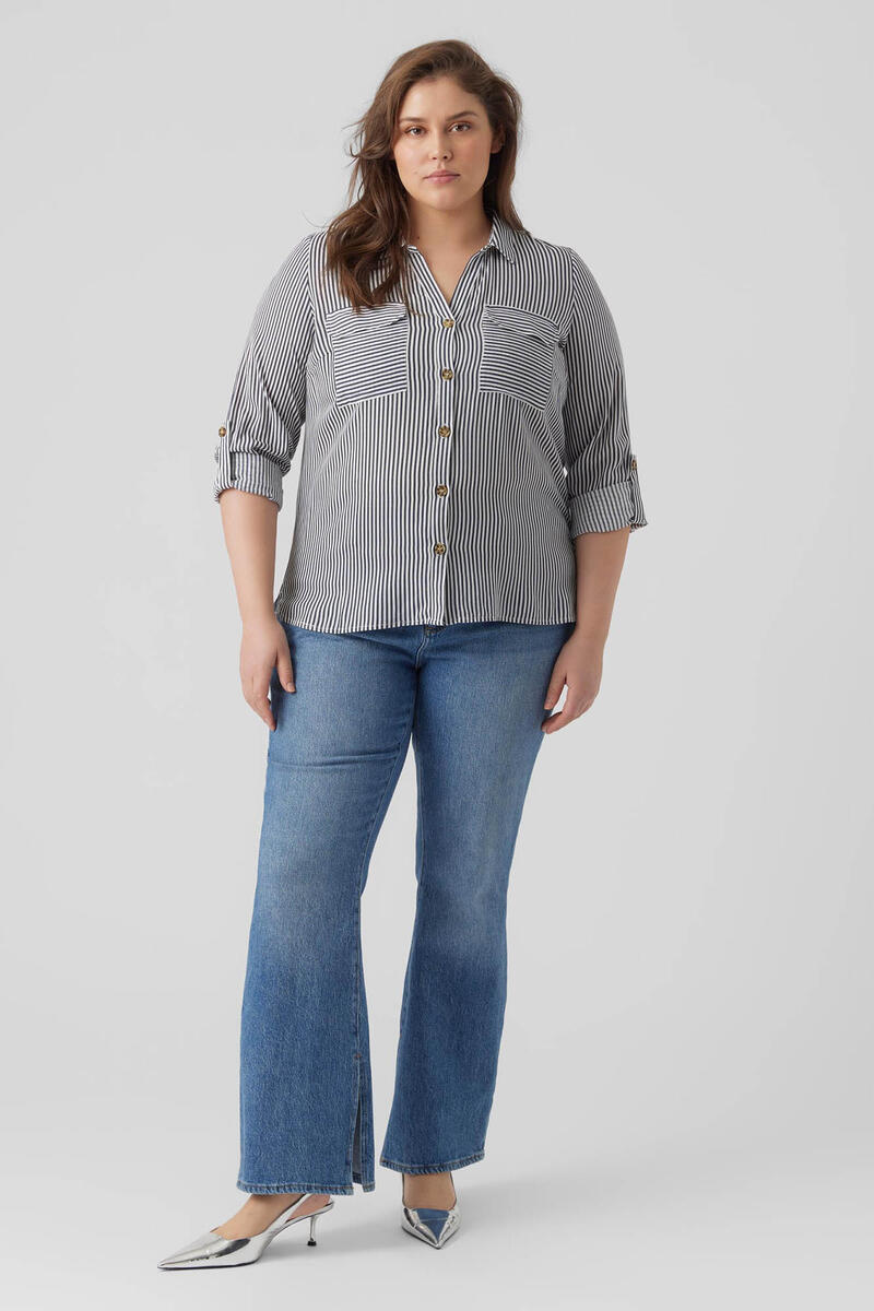 Рубашка больших размеров Vero Moda Curve, синий рубашка больших размеров с длинными рукавами vero moda curve белый
