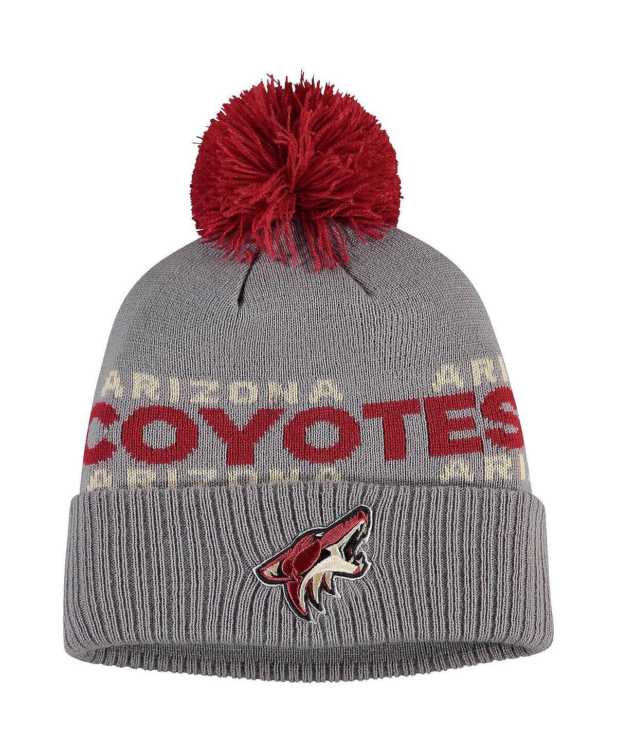 

Мужская серая вязаная шапка с манжетами и помпоном Arizona Coyotes Team adidas