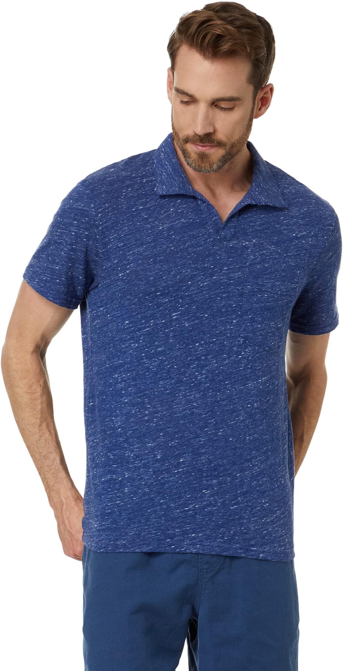 Рубашка-поло Linen Short Sleeve Johnny Collar Polo Lucky Brand, цвет Blue Depths