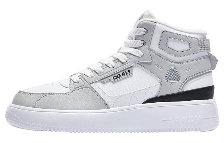 

Кроссовки QIAODAN Skateboarding Shoes Men High-top White/Gray, белый/серый