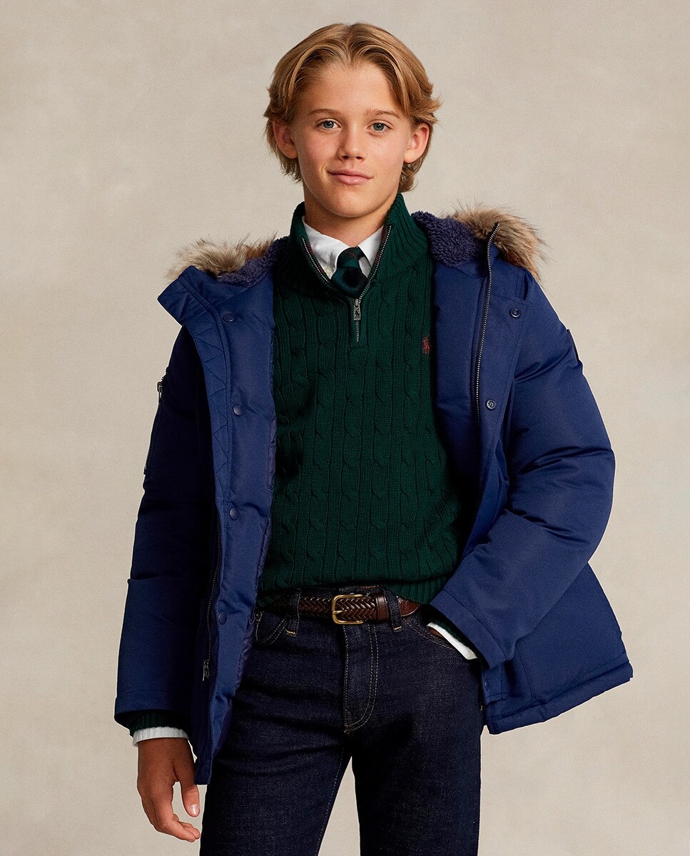 

Темно-синяя парка с капюшоном для мальчика Polo Ralph Lauren, темно-синий