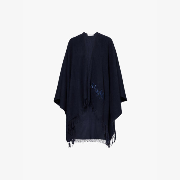 

Накидка Martora из шерстяной смеси с бахромой Max Mara, синий