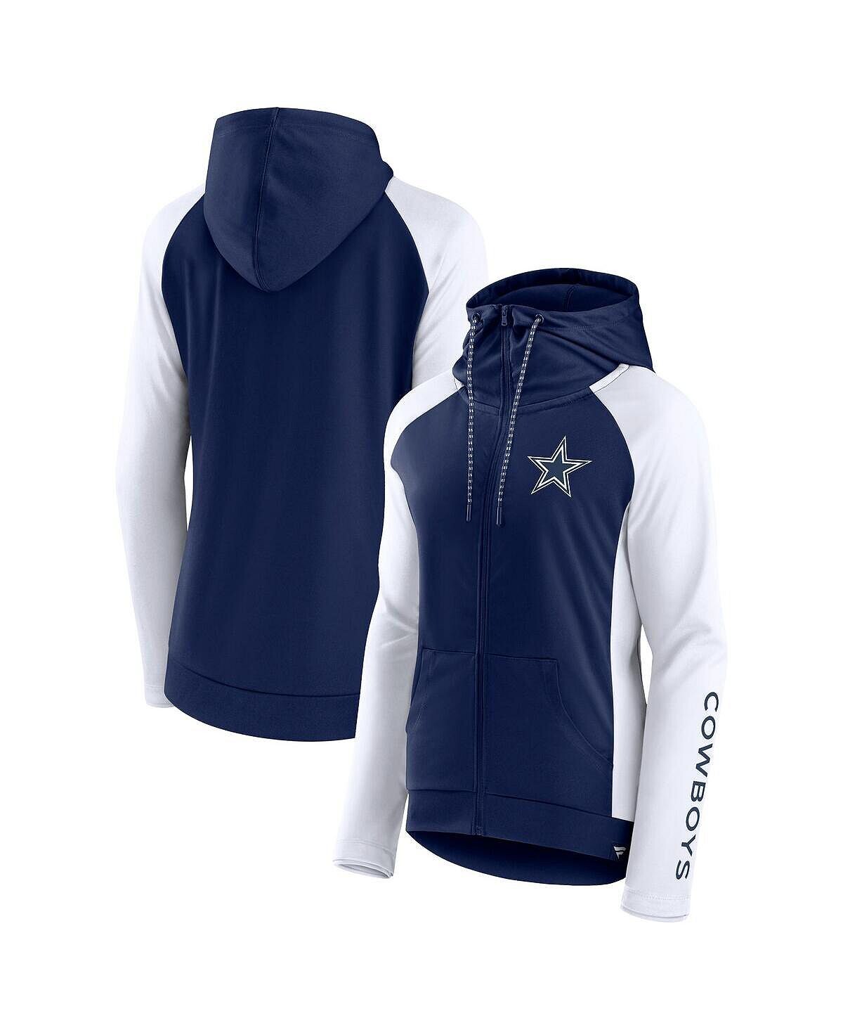 

Женская фирменная белая и темно-синяя толстовка с молнией во всю длину Dallas Cowboys Endaround реглан Fanatics