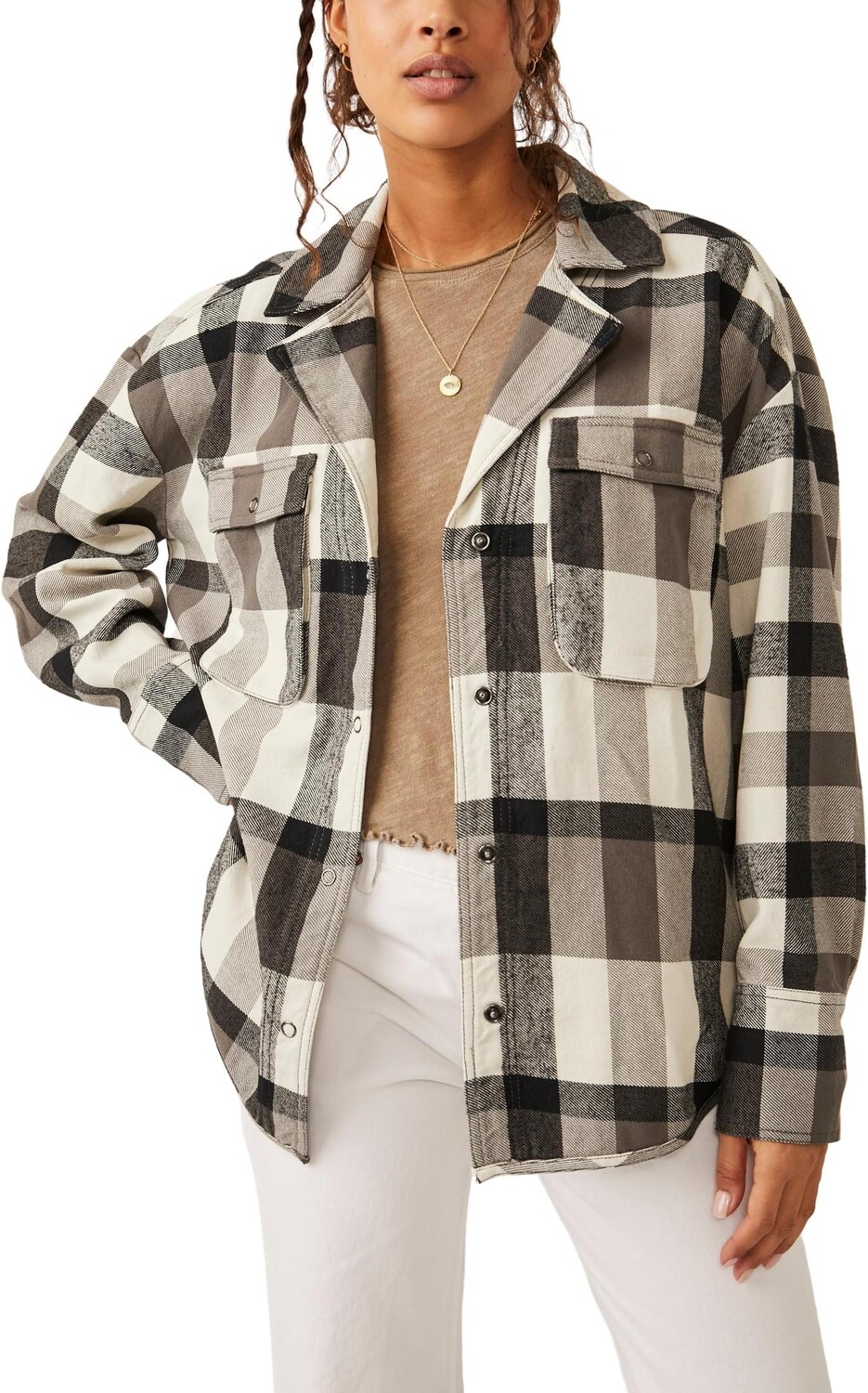

Рубашка Izzy Cargo Free People, цвет Black/Cream Combo