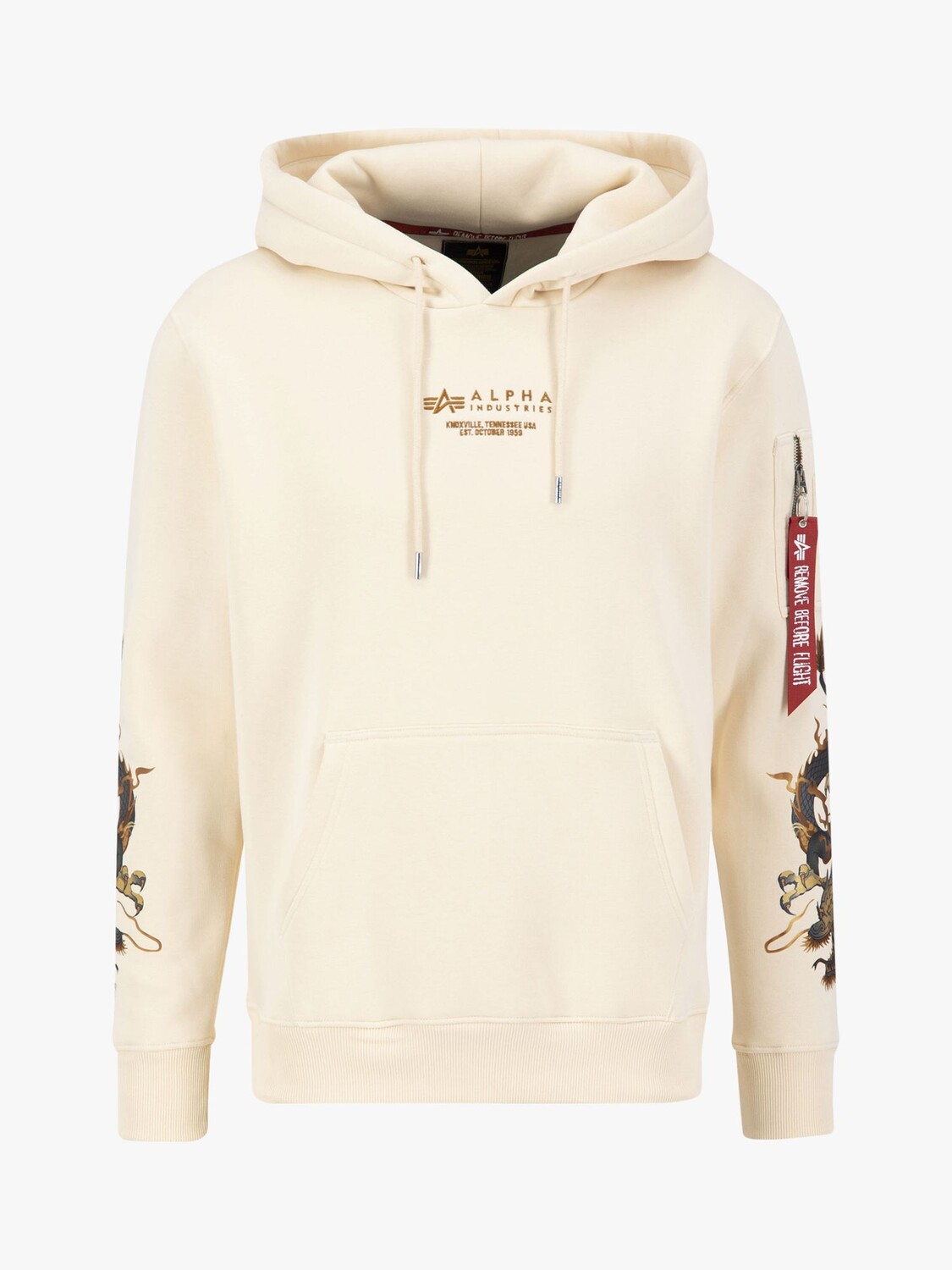 

Толстовка с вышивкой дракона Alpha Industries, джет стрим белый
