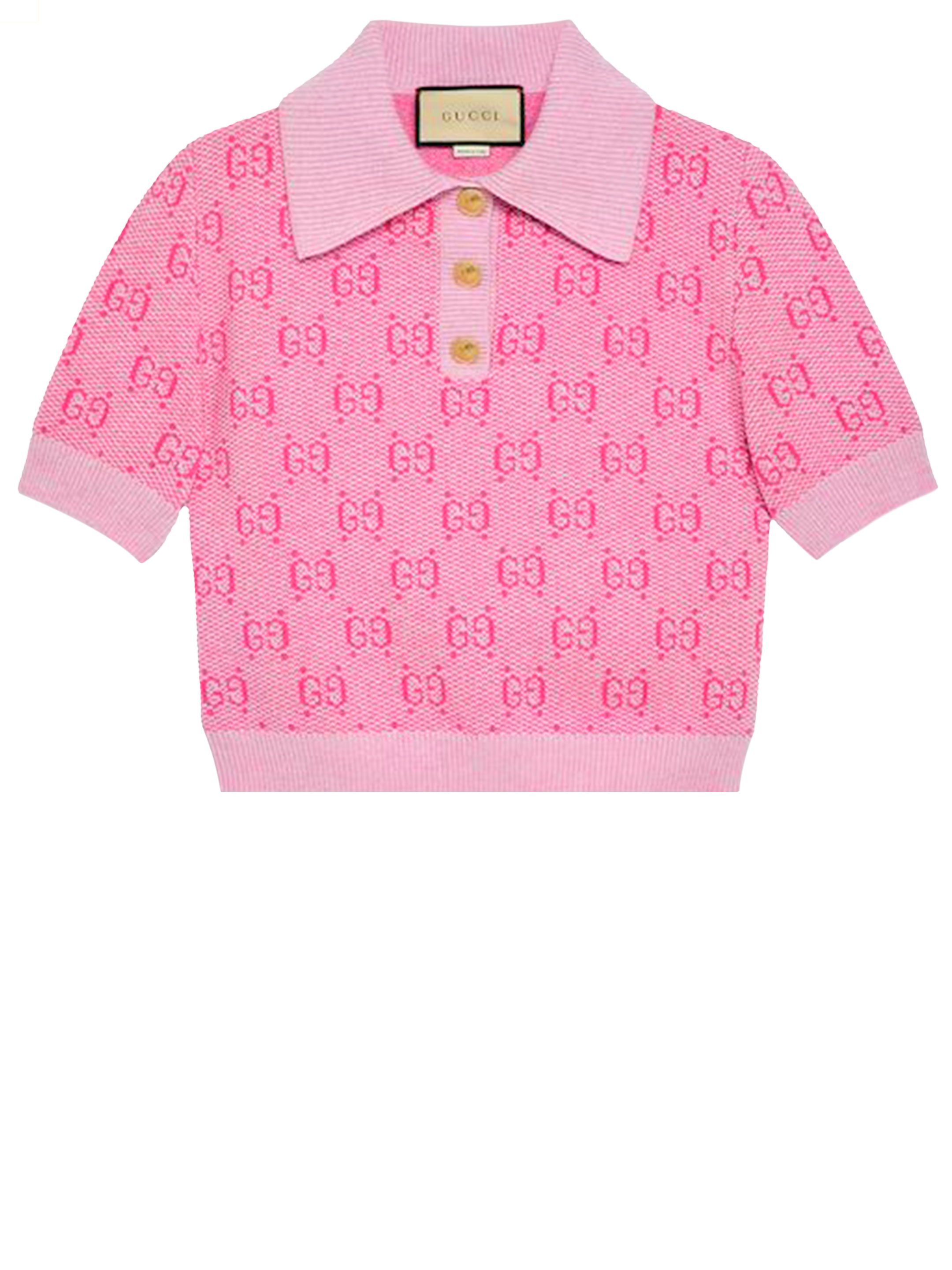 Рубашка Gucci GG jacquard wool polo, фуксия рубашка на пуговицах с короткими рукавами и абстрактным рисунком alexander mcqueen цвет lead pink