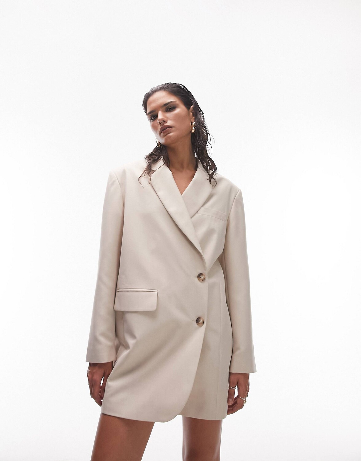 

Платье блейзер цвета экрю Topshop Tailored Dad