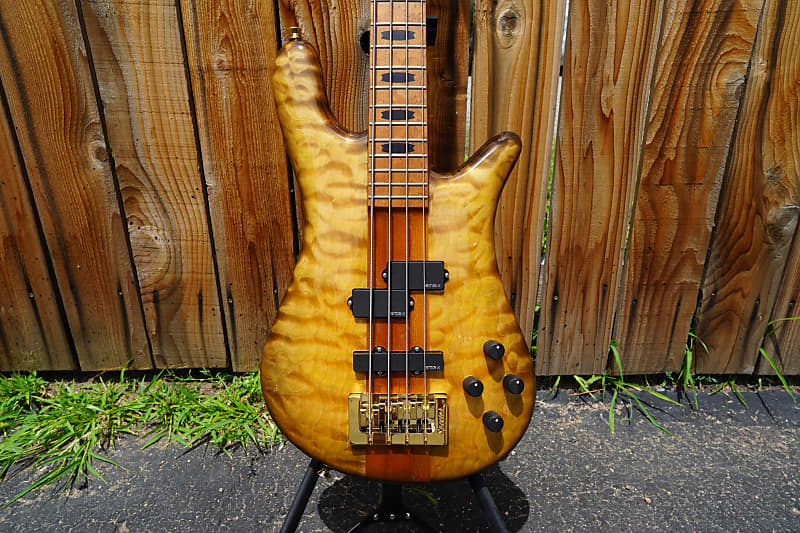 цена Басс гитара Spector USA NS-2 - Quilt Top Gloss Caramel 4-String Electric Bass Guitar w/ Black Tolex Case