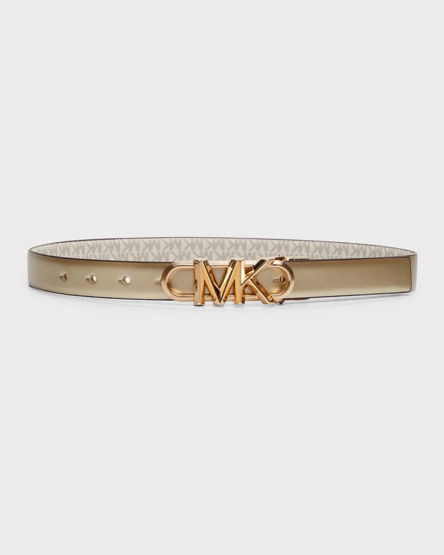 

Двусторонний кожаный ремень с эффектом металлик MK Michael Kors