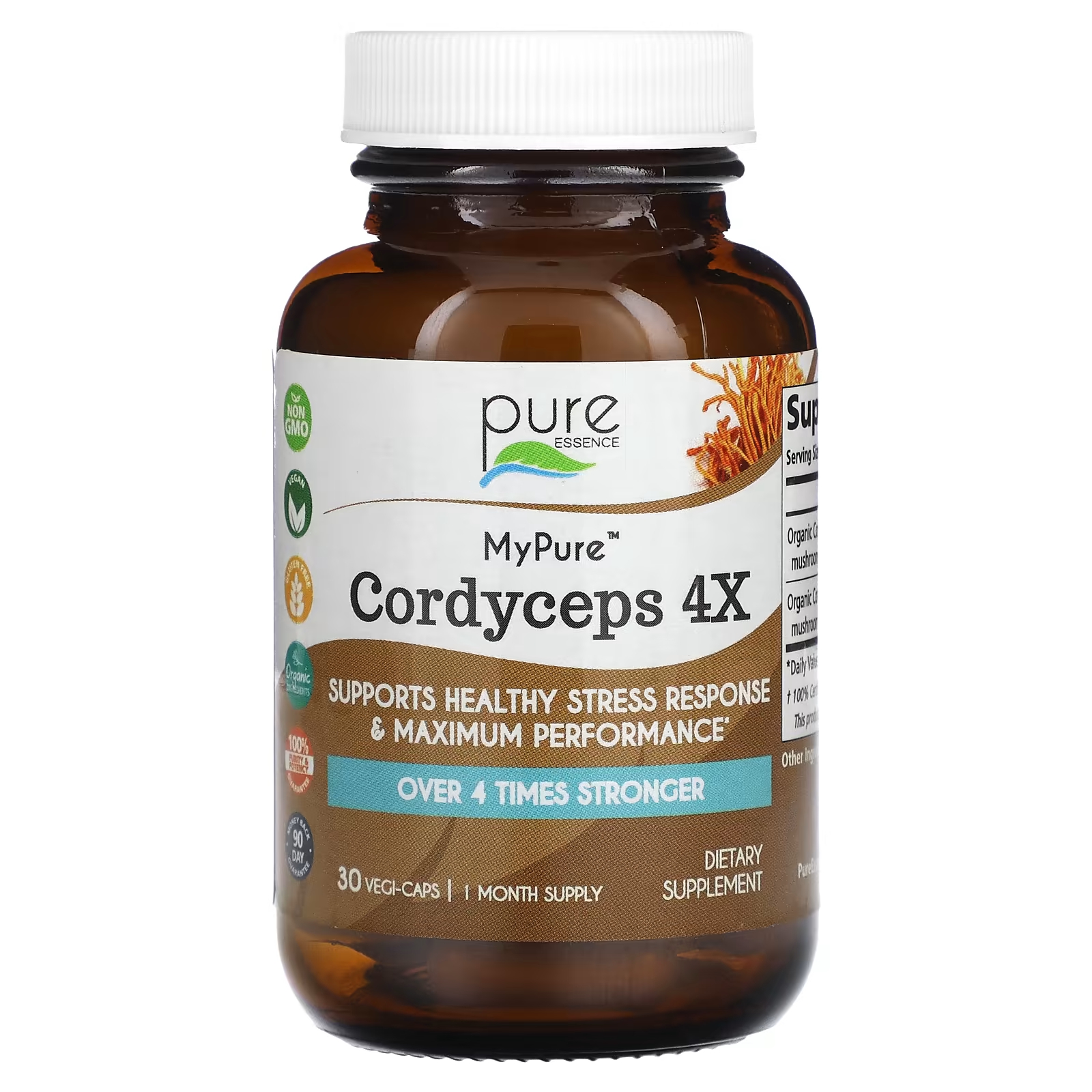 цена Кордицепс Pure Essence MyPure 4X от стресса, 30 растительных капсул