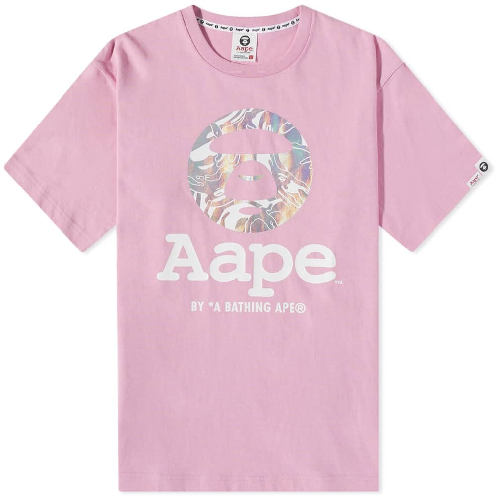 

Футболка AAPE с камуфляжным камуфляжем и лунным лицом, розовый